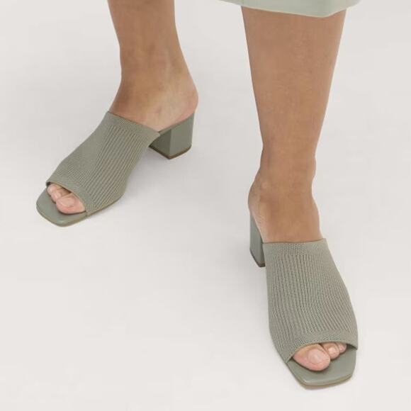 EVERLANE The Glove Mule In Reknit Seagrass Square Toe Slip On Mid Heel 9.5 NEW - Picture 3 of 7
